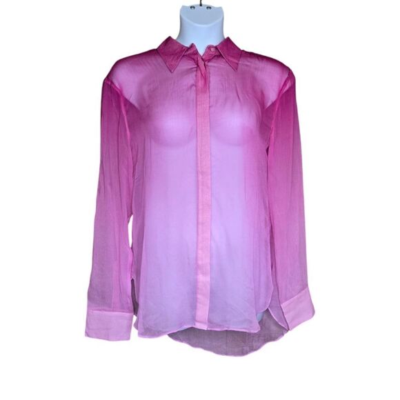 NEW Rat & Boa ombre pink sheer Diaz oversized chiffon‎ blouse XXL - Picture 3 of 11